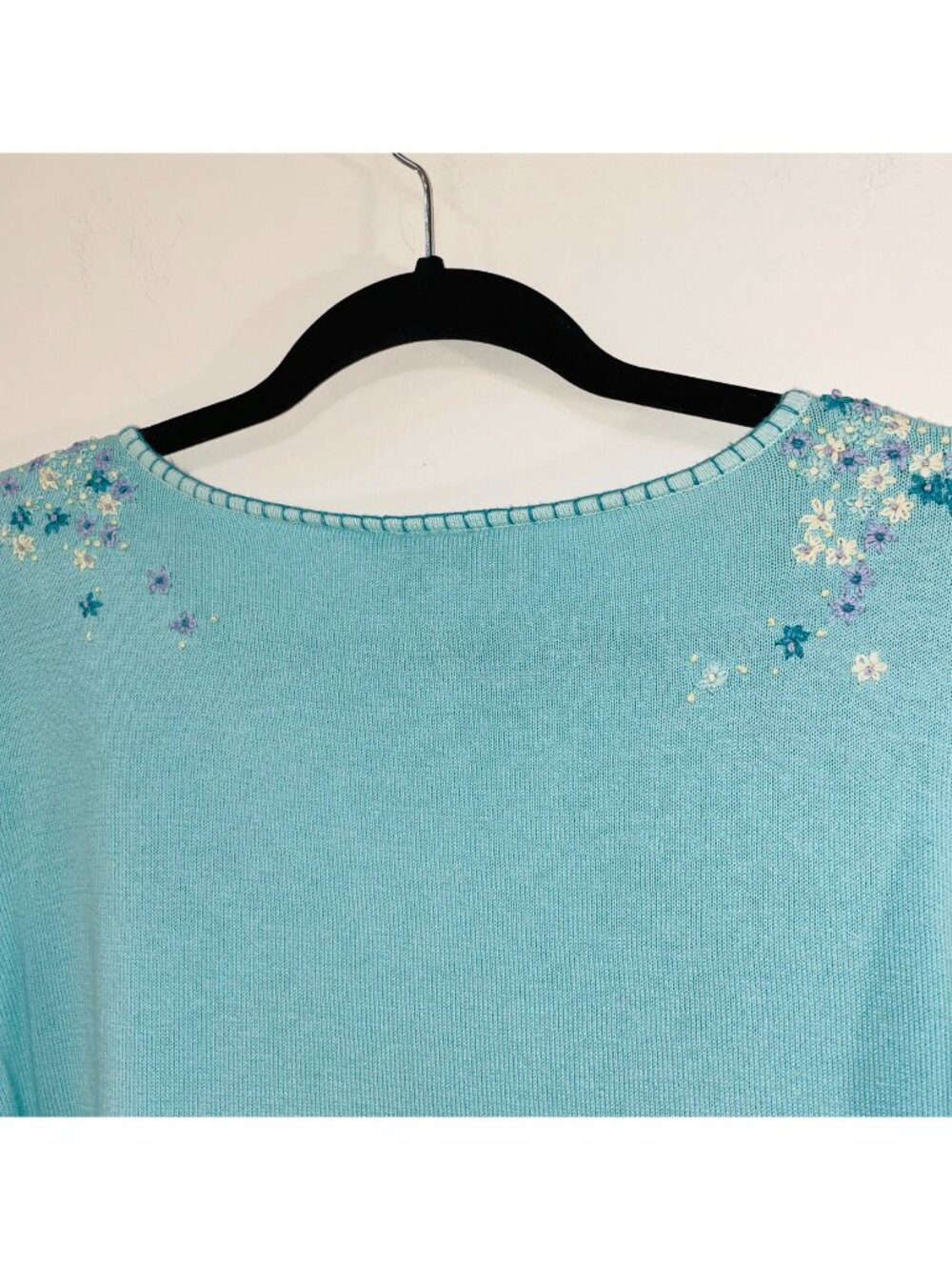 EUC Vintage 100% Cotton Embroidered Cardigan J Jill Robin Blue Medium - Picture 4 of 7